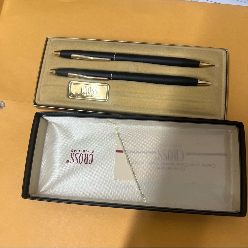 Vintage Cross Ball Pen and Pencil Set in Box Classic Black 2501